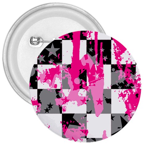 Pink Star Splatter 3  Button from ArtsNow.com Front
