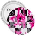 Pink Star Splatter 3  Button