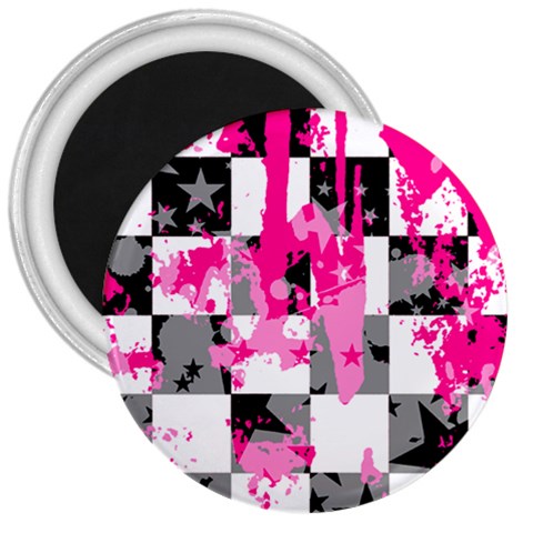 Pink Star Splatter 3  Magnet from ArtsNow.com Front