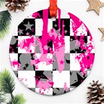 Pink Star Splatter Ornament (Round)