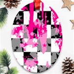 Pink Star Splatter Ornament (Oval)