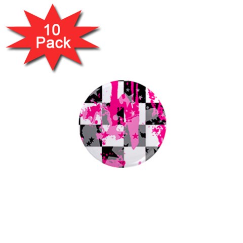 Pink Star Splatter 1  Mini Magnet (10 pack)  from ArtsNow.com Front