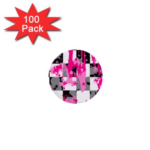 Pink Star Splatter 1  Mini Button (100 pack)  from ArtsNow.com Front