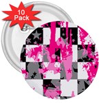 Pink Star Splatter 3  Button (10 pack)