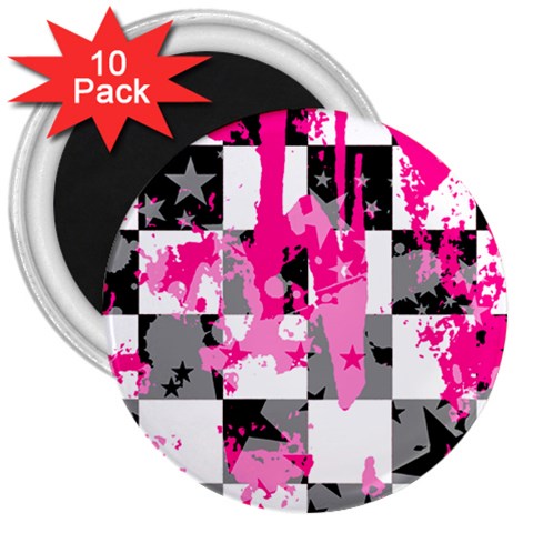 Pink Star Splatter 3  Magnet (10 pack) from ArtsNow.com Front