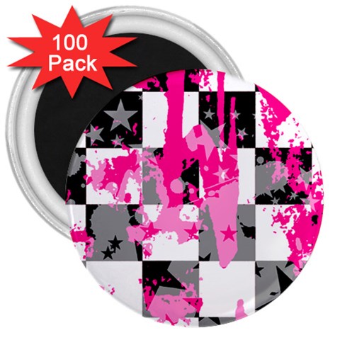 Pink Star Splatter 3  Magnet (100 pack) from ArtsNow.com Front