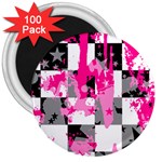 Pink Star Splatter 3  Magnet (100 pack)