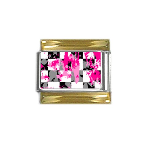 Pink Star Splatter Gold Trim Italian Charm (9mm) from ArtsNow.com Front