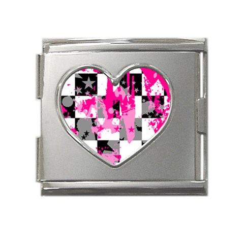 Pink Star Splatter Mega Link Heart Italian Charm (18mm) from ArtsNow.com Front