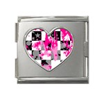 Pink Star Splatter Mega Link Heart Italian Charm (18mm)