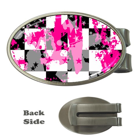 Pink Star Splatter Money Clip (Oval) from ArtsNow.com Front