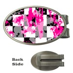 Pink Star Splatter Money Clip (Oval)