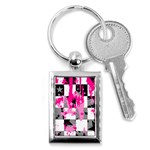 Pink Star Splatter Key Chain (Rectangle)