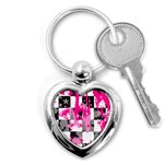 Pink Star Splatter Key Chain (Heart)