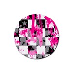 Pink Star Splatter Rubber Coaster (Round)