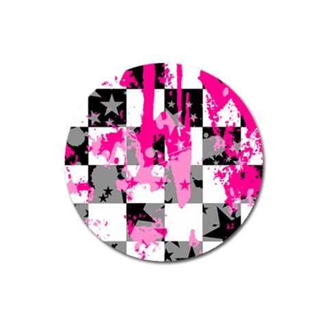 Pink Star Splatter Magnet 3  (Round) from ArtsNow.com Front