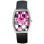 Pink Star Splatter Barrel Style Metal Watch