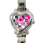 Pink Star Splatter Heart Italian Charm Watch