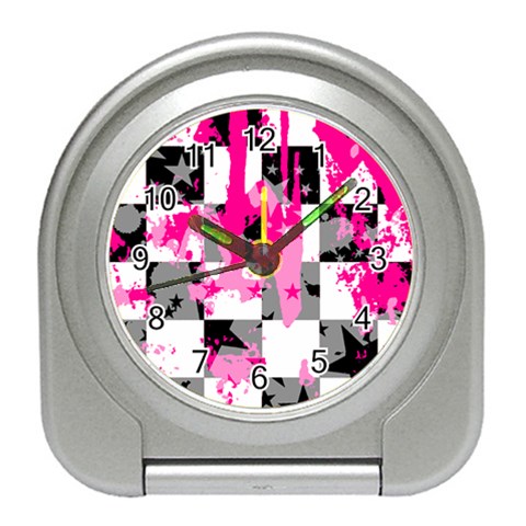 Pink Star Splatter Travel Alarm Clock from ArtsNow.com Front