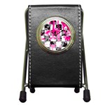 Pink Star Splatter Pen Holder Desk Clock