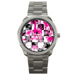 Pink Star Splatter Sport Metal Watch