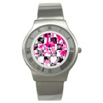 Pink Star Splatter Stainless Steel Watch