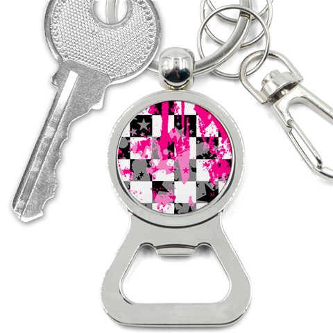 Pink Star Splatter Bottle Opener Key Chain from ArtsNow.com Front
