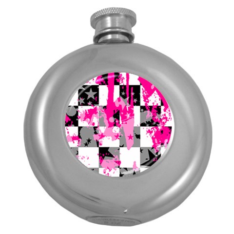 Pink Star Splatter Hip Flask (5 oz) from ArtsNow.com Front