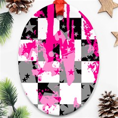 Pink Star Splatter Oval Ornament (Two Sides) from ArtsNow.com Front