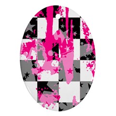 Pink Star Splatter Oval Ornament (Two Sides) from ArtsNow.com Back