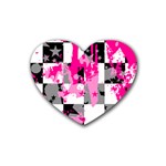 Pink Star Splatter Rubber Coaster (Heart)