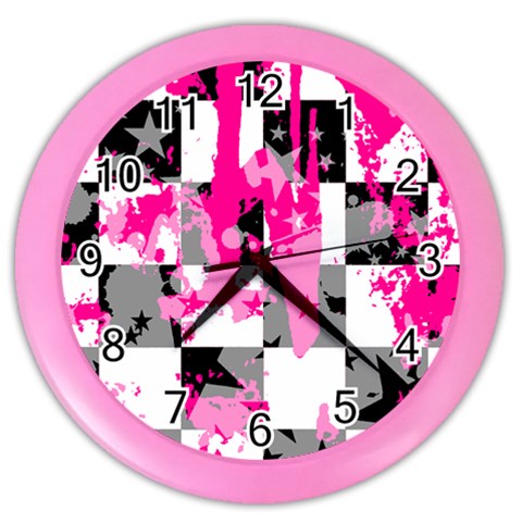 Pink Star Splatter Color Wall Clock from ArtsNow.com Front