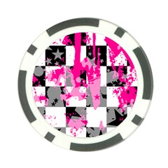 Pink Star Splatter Poker Chip Card Guard from ArtsNow.com Front