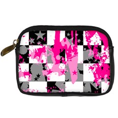 Pink Star Splatter Digital Camera Leather Case from ArtsNow.com Front