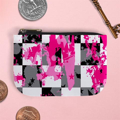 Pink Star Splatter Mini Coin Purse from ArtsNow.com Front