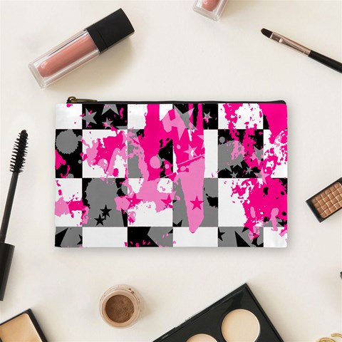 Pink Star Splatter Cosmetic Bag (Medium) from ArtsNow.com Front