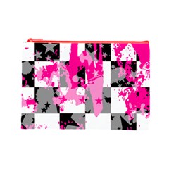 Pink Star Splatter Cosmetic Bag (Large) from ArtsNow.com Front