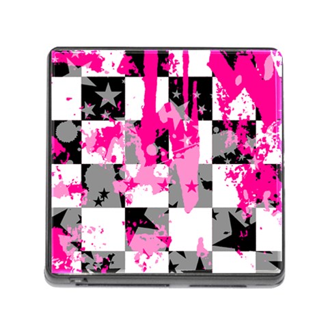 Pink Star Splatter Memory Card Reader with Storage (Square) from ArtsNow.com Front