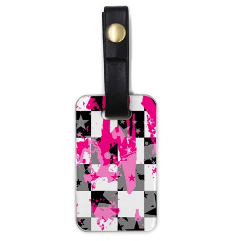 Pink Star Splatter Luggage Tag (one side) from ArtsNow.com Front