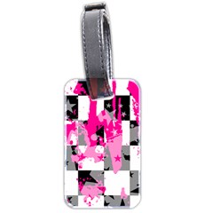 Pink Star Splatter Luggage Tag (two sides) from ArtsNow.com Front