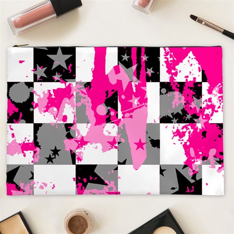 Pink Star Splatter Cosmetic Bag (XXL) from ArtsNow.com Front