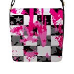 Pink Star Splatter Flap Closure Messenger Bag (Large)