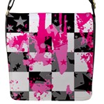 Pink Star Splatter Flap closure messenger bag (Small)