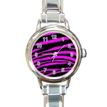 Pink Zebra Round Italian Charm Watch