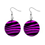 Pink Zebra 1  Button Earrings