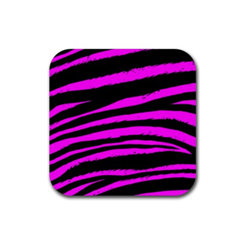 Pink Zebra Rubber Coaster (Square) from ArtsNow.com Front