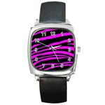 Pink Zebra Square Metal Watch