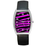 Pink Zebra Barrel Style Metal Watch