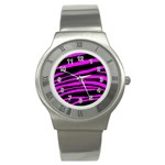 Pink Zebra Stainless Steel Watch