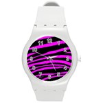 Pink Zebra Round Plastic Sport Watch Medium